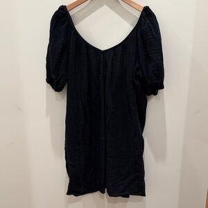 Mara Hoffman Black Textured Blouse